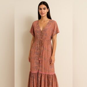Anthropologie Boemo Floral Boho Maxi Dress Size M